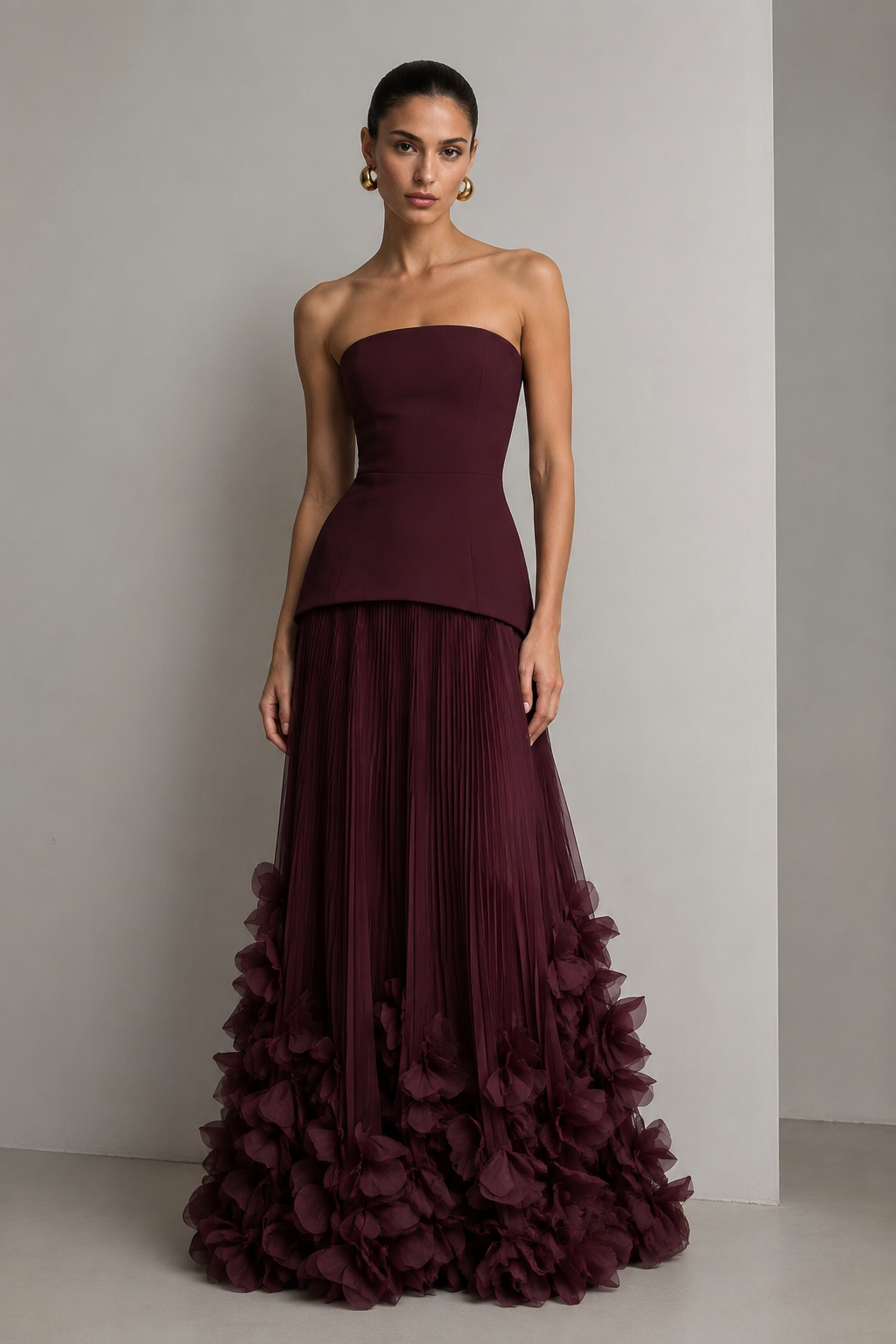 Astera Pleated Floral Gown