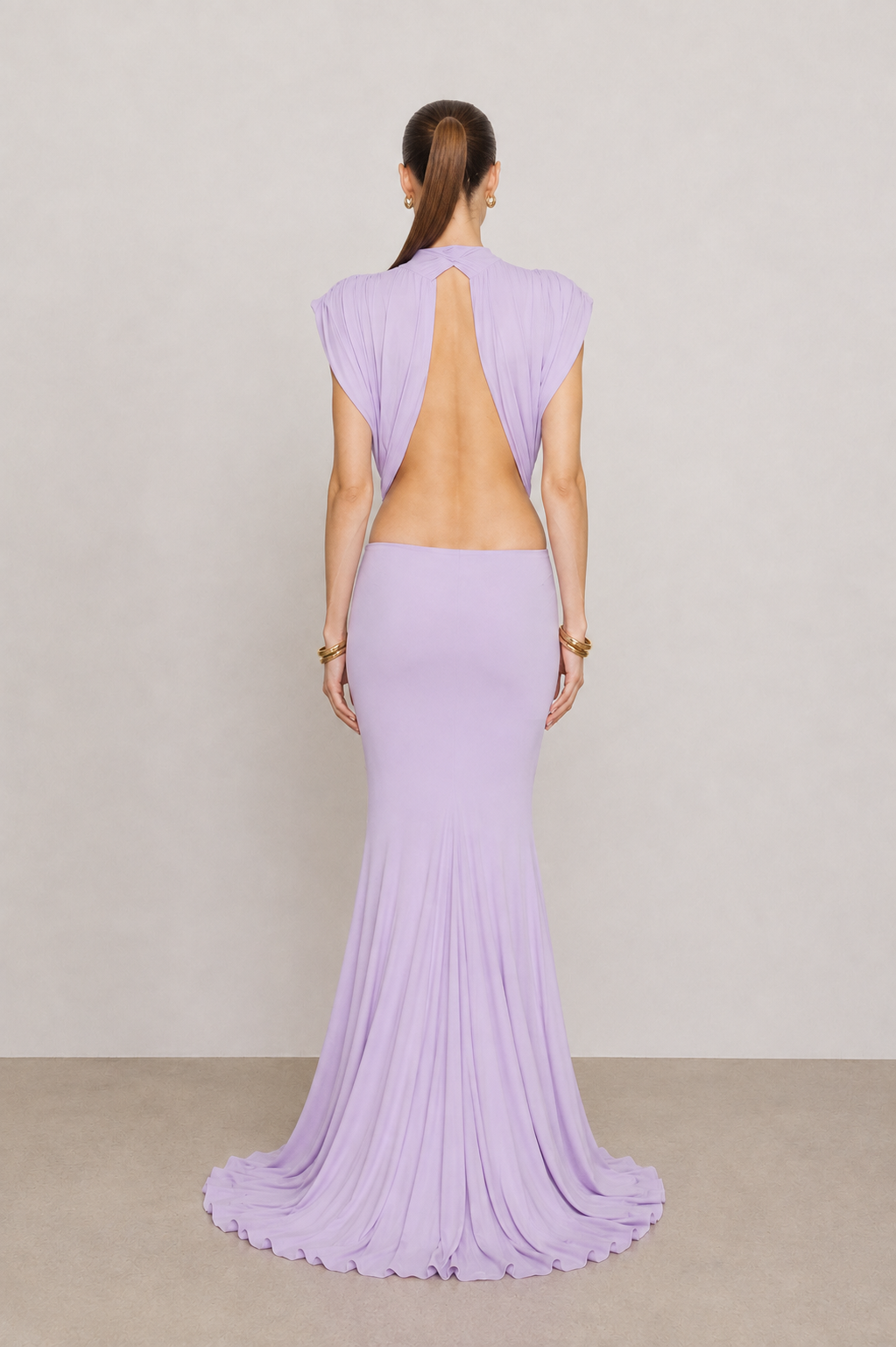 Celestina Lilac Bow Cut-Out Gown