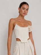 Rosalie Ivory Corset Wide-Leg Set
