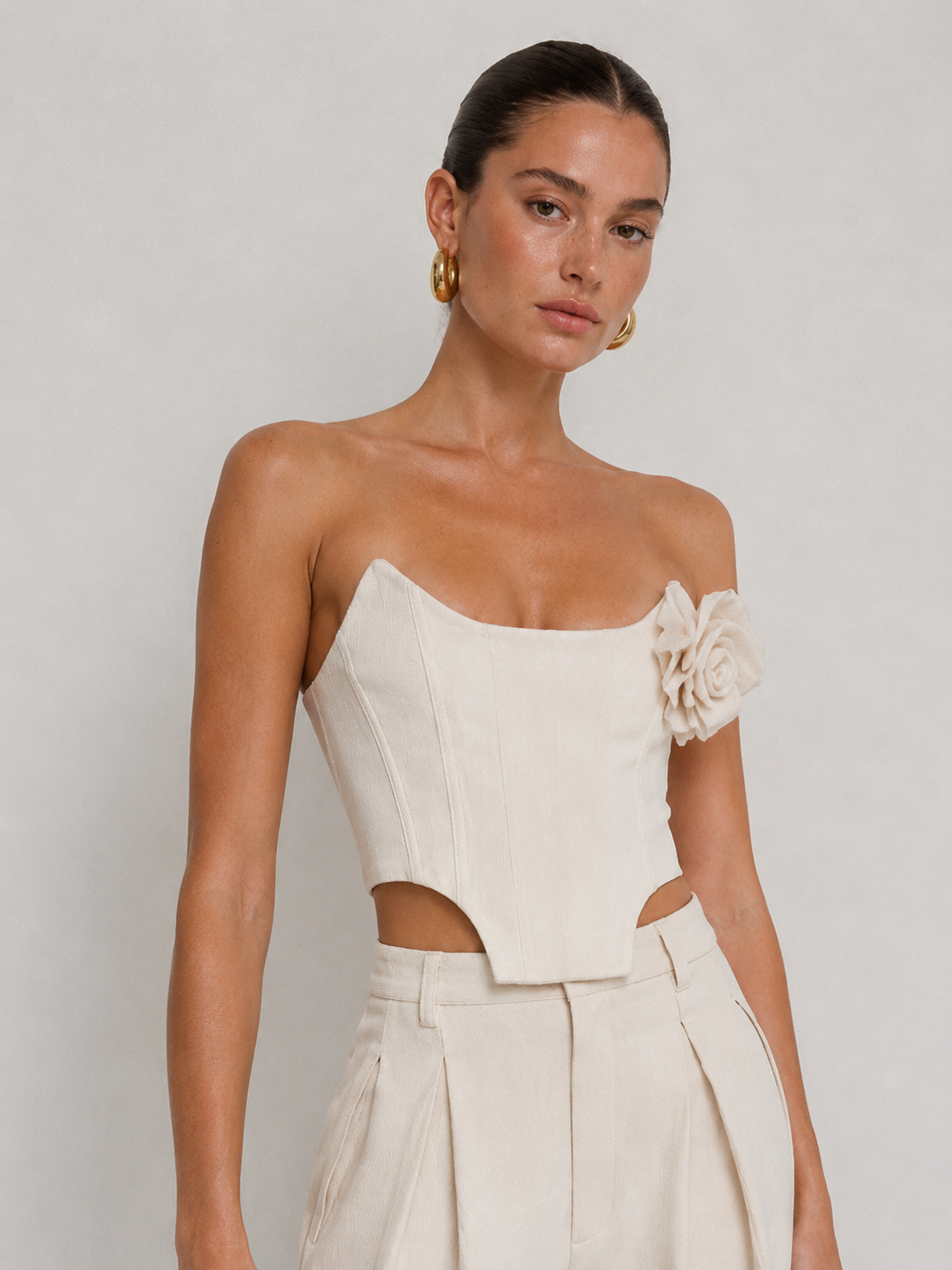 Rosalie Ivory Corset Wide-Leg Set