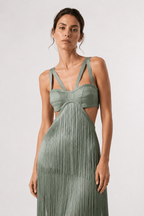 Aurelia Sage Fringe Gown