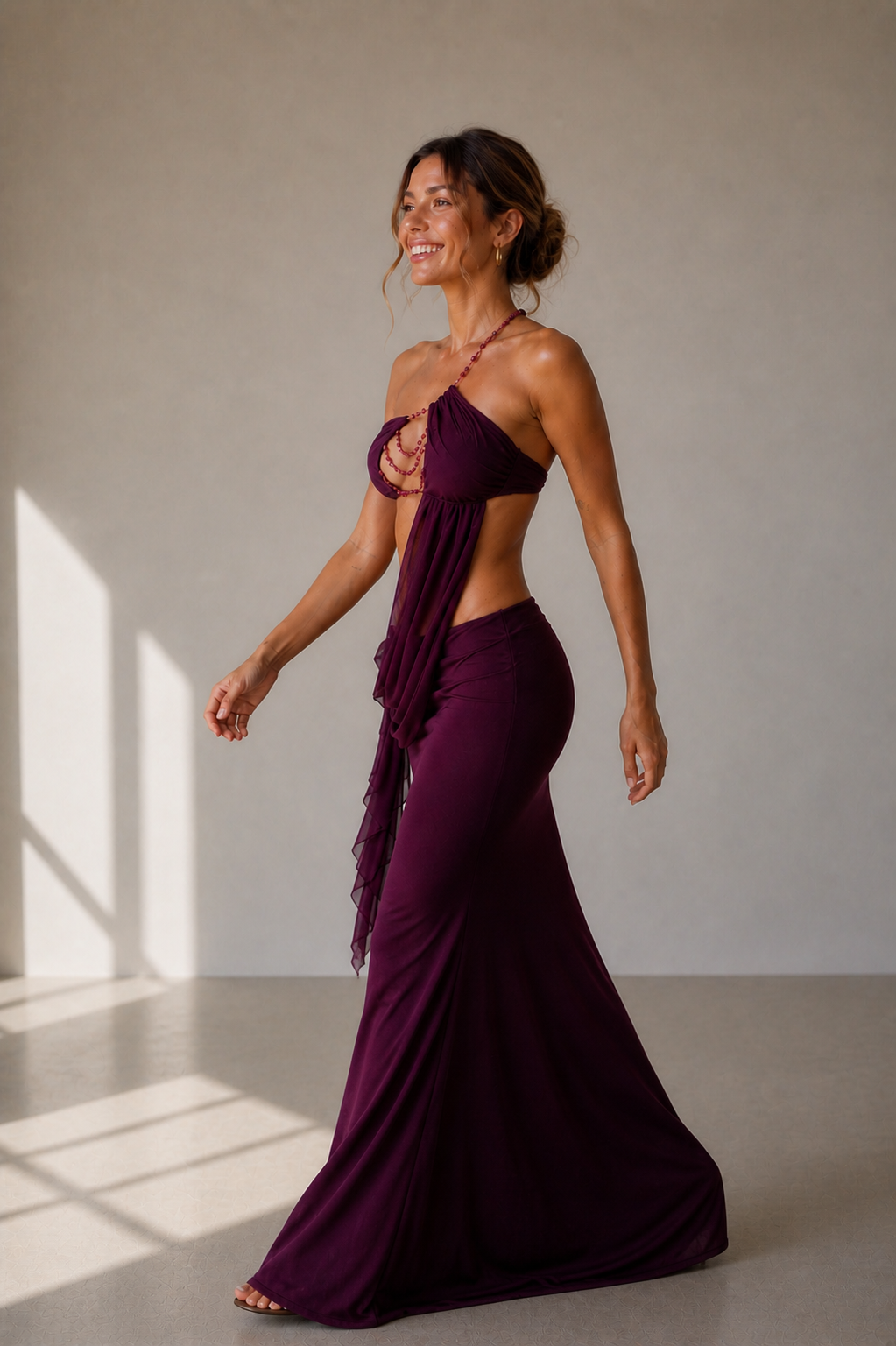 Valentina Plum Draped Maxi Dress