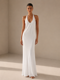 Isabella Open-Back Halter Maxi Dress.