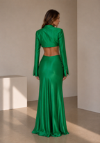 Emerald Satin Two-Piece Set