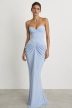 Alessia Draped Corset Maxi Dress – Sky Blue
