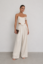 Rosalie Ivory Corset Wide-Leg Set