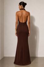 The Verona Chocolate Halter Gown