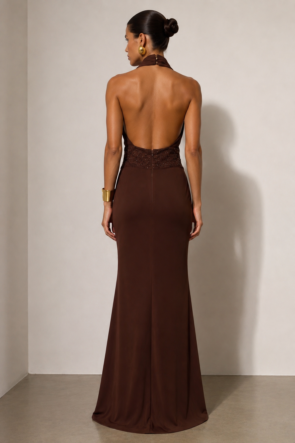 The Verona Chocolate Halter Gown