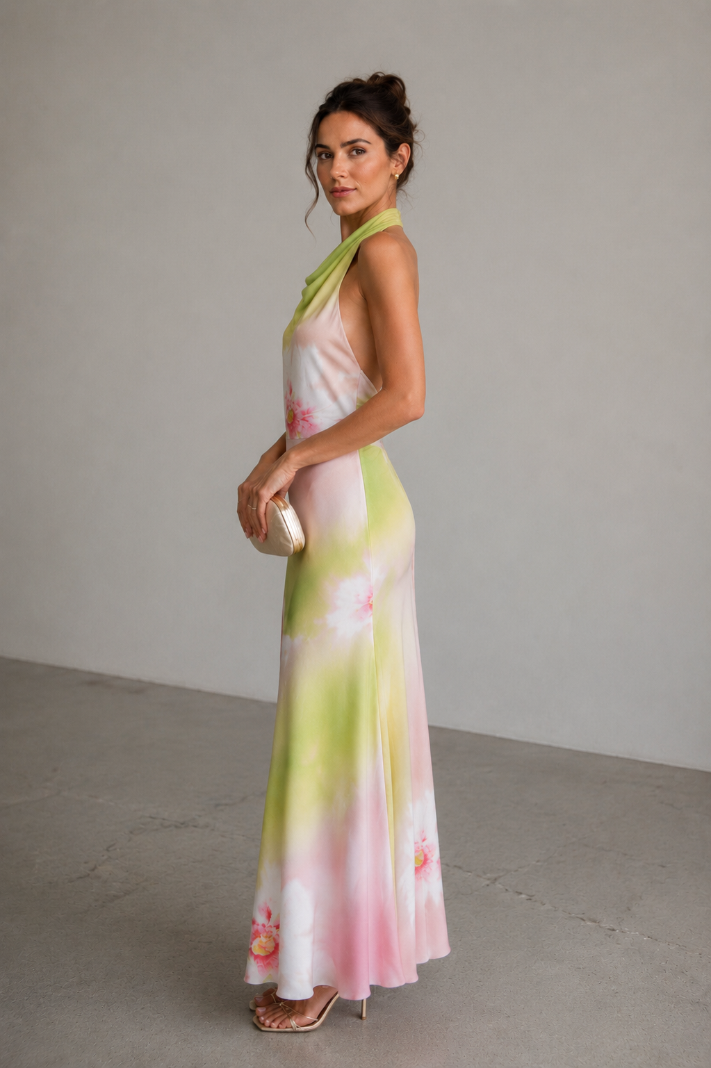 Aurélie Watercolor Halter Maxi Dress