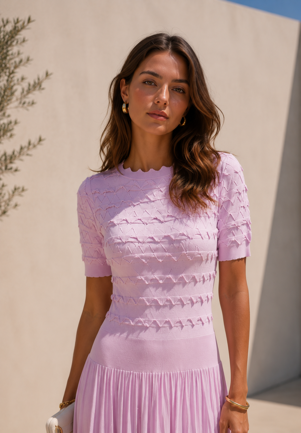 Elise Textured Pleated Maxi Dress