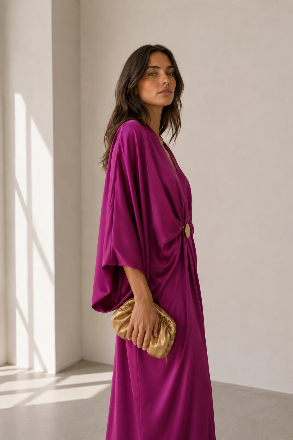 Solana Draped Satin Maxi Dress