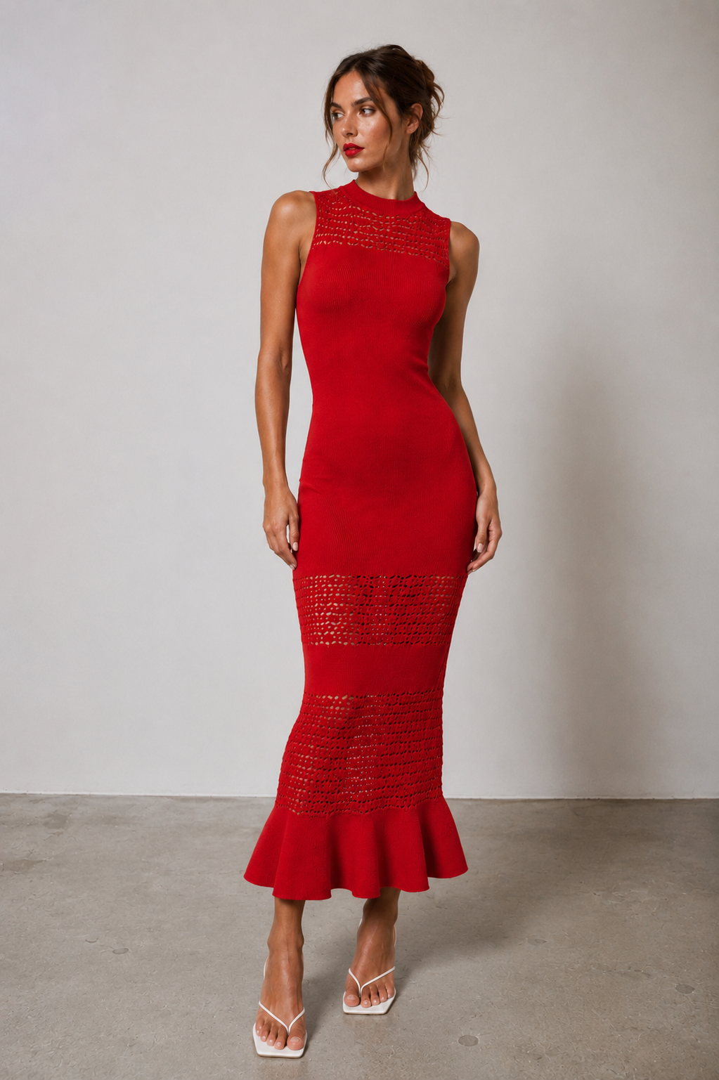 Noir Éclipse Knit Midi Dress