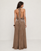 Luvéa | Elara Shimmer Halter Maxi Dress