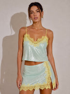 Isla Sequin Lace Set – Mint Glow