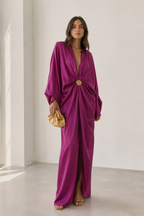 Solana Draped Satin Maxi Dress