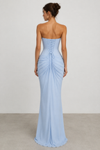 Alessia Draped Corset Maxi Dress – Sky Blue