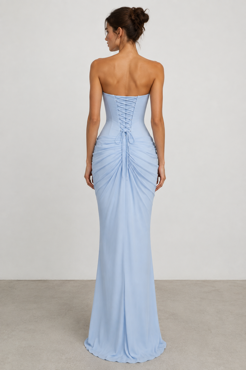 Alessia Draped Corset Maxi Dress – Sky Blue