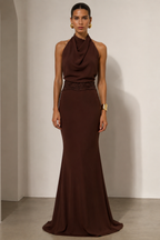 The Verona Chocolate Halter Gown