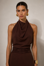 The Verona Chocolate Halter Gown