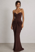 Alessia Draped Corset Maxi Dress – Sky Blue