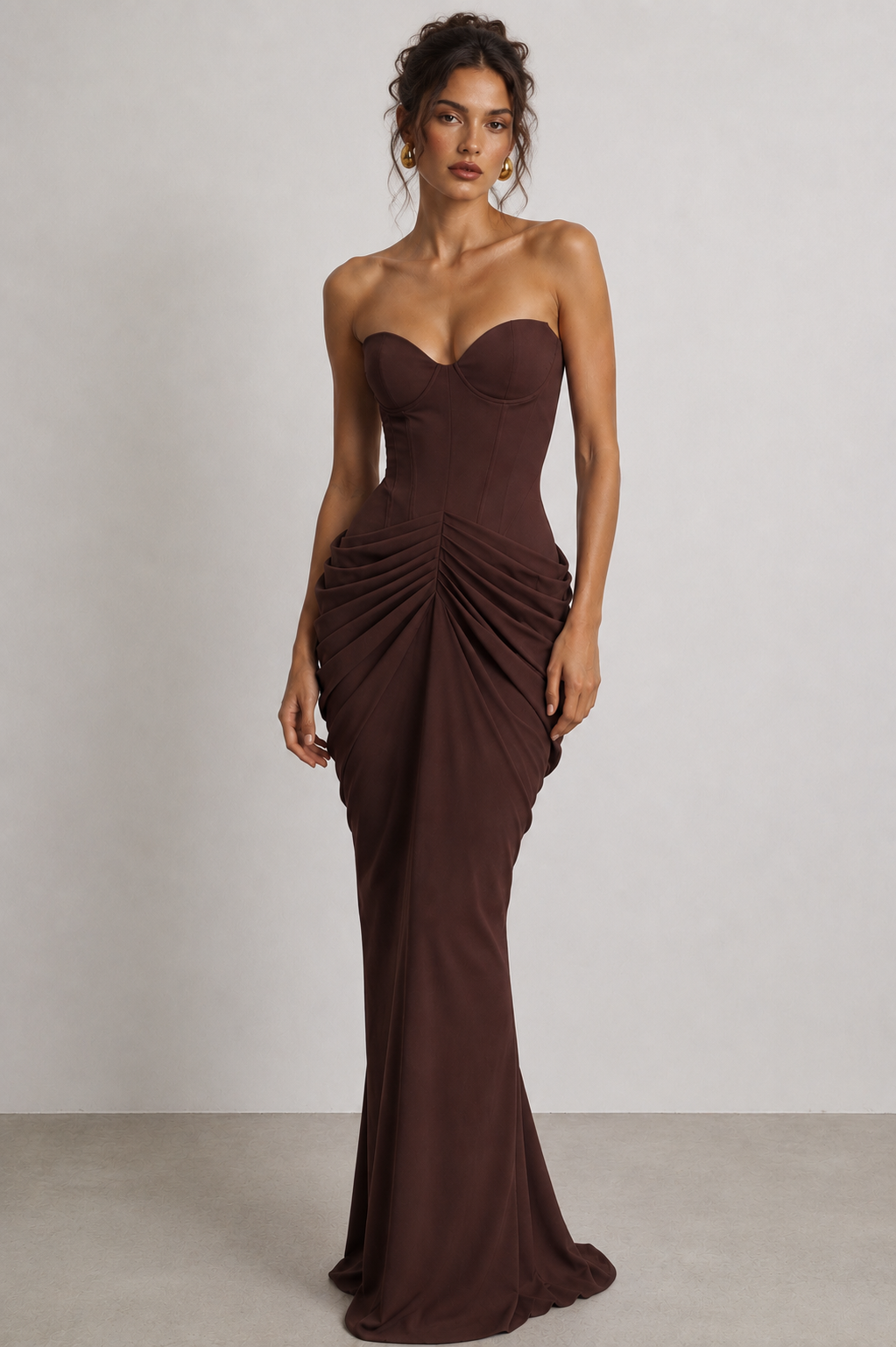 Alessia Draped Corset Maxi Dress – Sky Blue