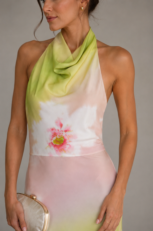 Aurélie Watercolor Halter Maxi Dress
