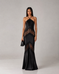Élise Black Satin Lace Dress