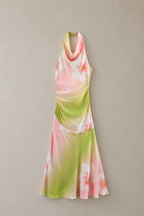Aurélie Watercolor Halter Maxi Dress