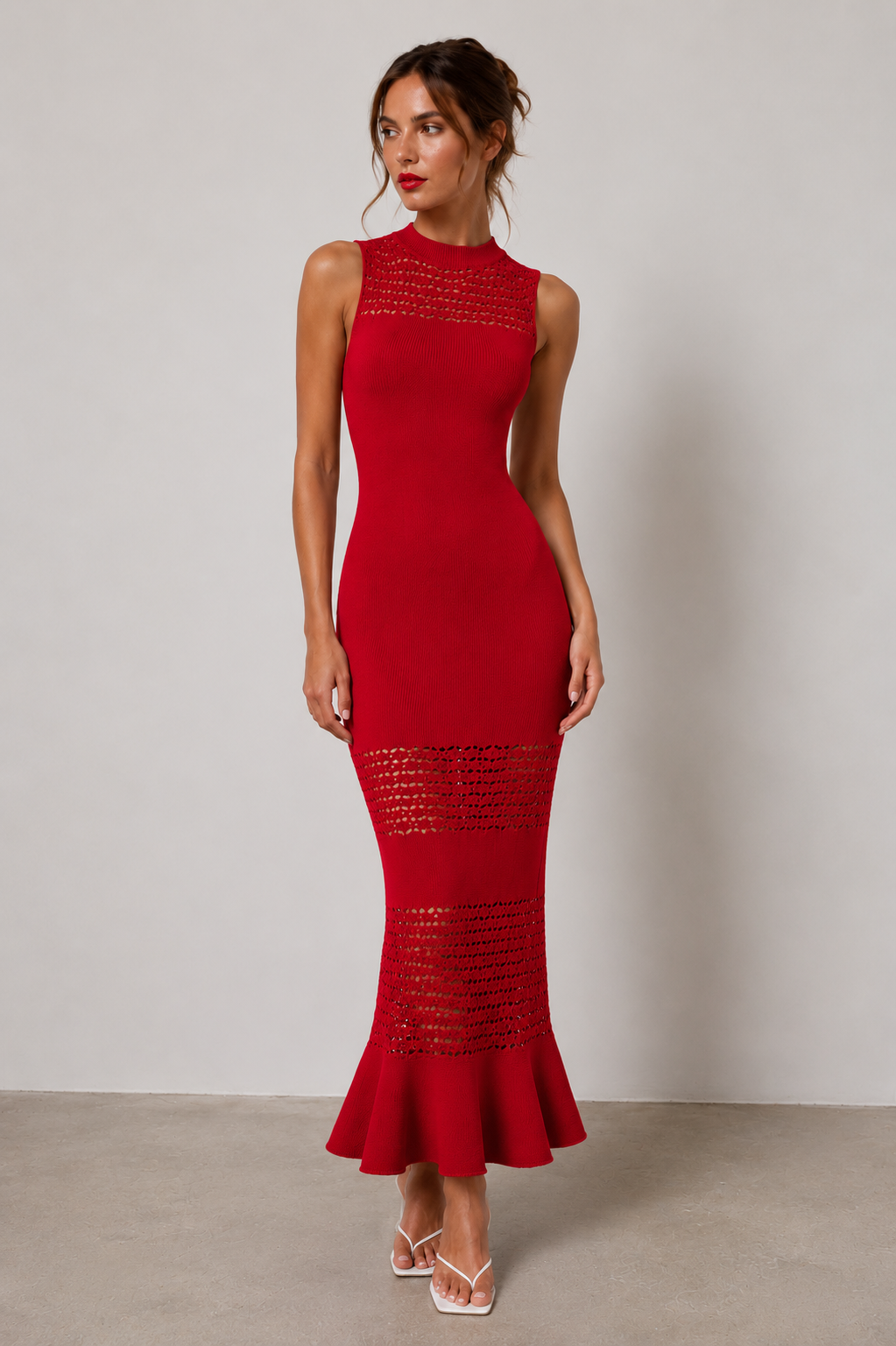 Noir Éclipse Knit Midi Dress