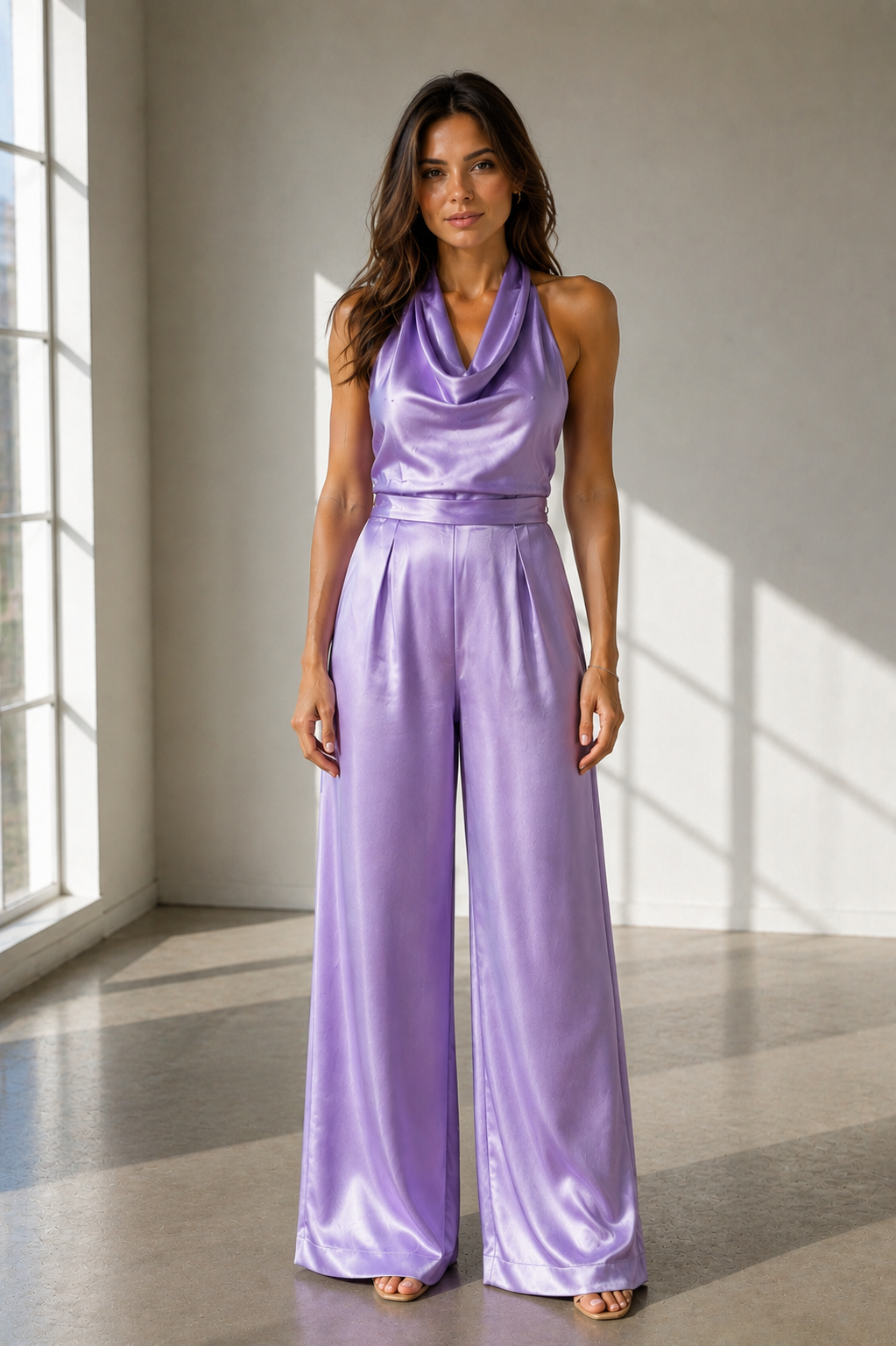 Lilou Satin Cowl-Neck Jumpsuit