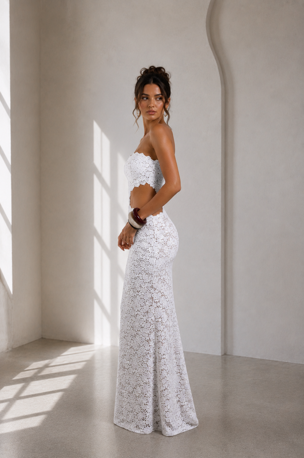 Valerie Lace Strapless Maxi Dress